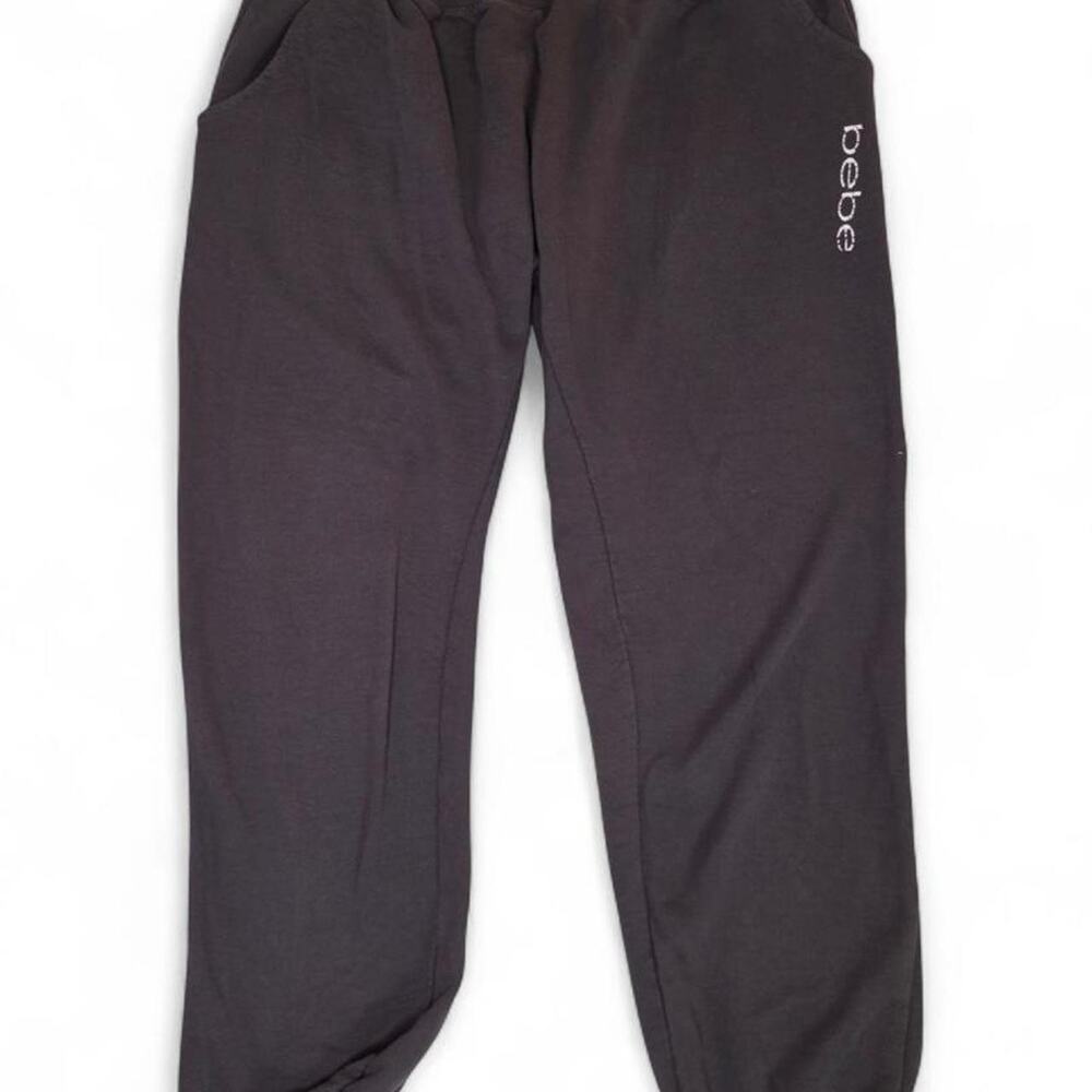 Bebe Charcoal Grey Jogger Sweatpants Logo Y2K Women's Large
